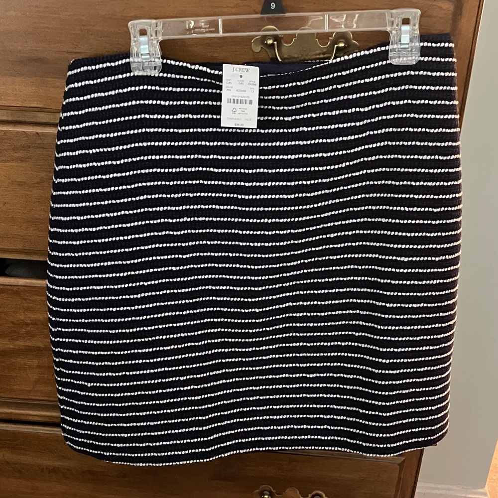 J. Crew Striped Mini Skirt in Navy and White